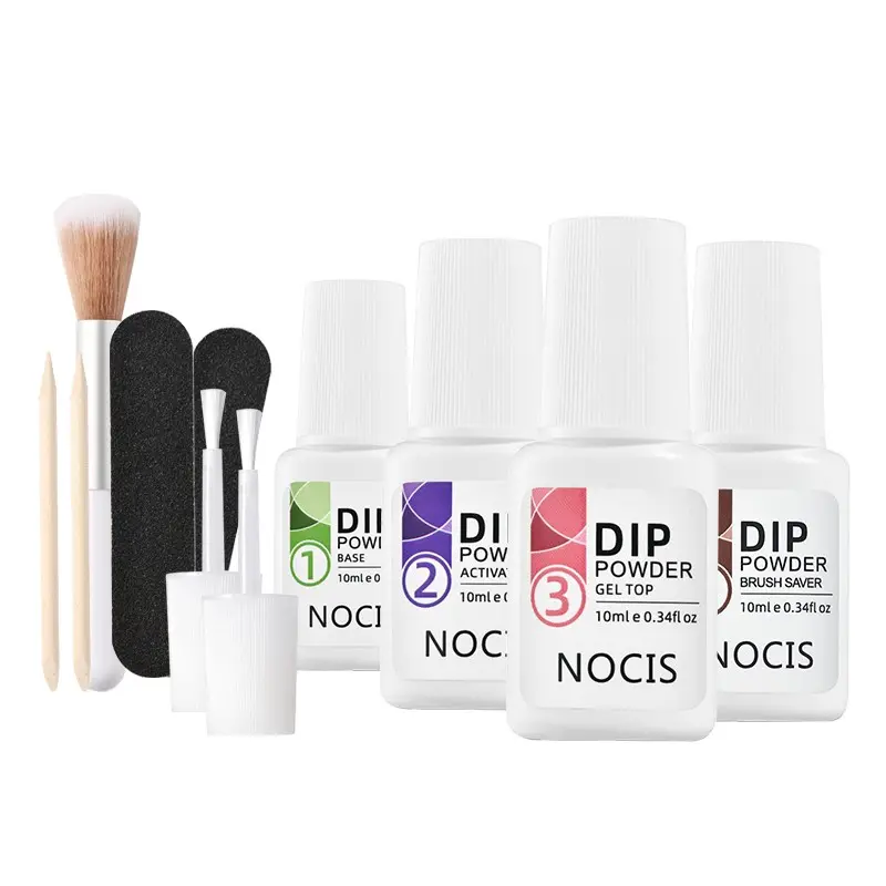 Nocis Immersion Powder Liquid Set, Nail Dip Powder Kit, 11-Piece Kit, 10ML Bottles, Includes Base Gel, Drying Agent, Top Coat, Remover, Tools for DIY Nail Art