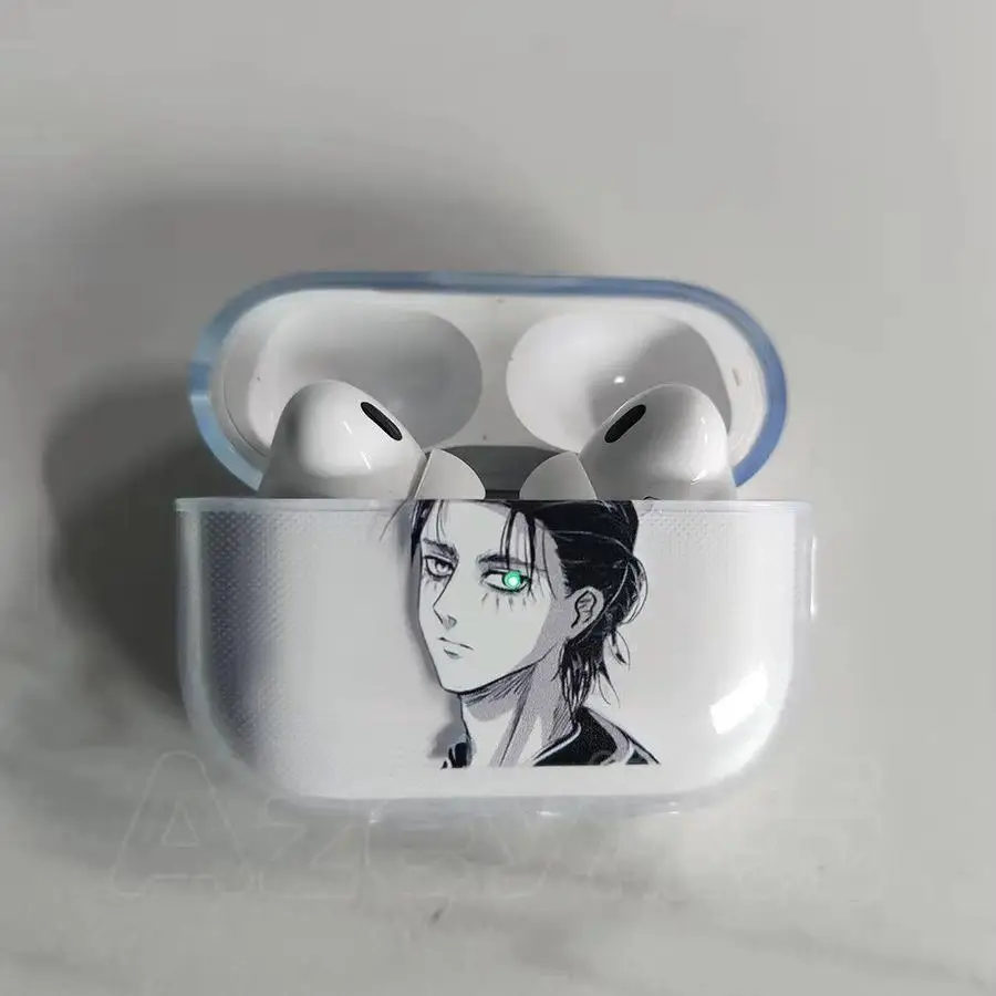 Cartoon Character-Based Attack On Titan Animation AirPods Case Accessory, Polycarbonate PC Transparent Soft Protective Cover for AirPods 1/2/3/4, Pro/Pro2/Pro3 with Protection