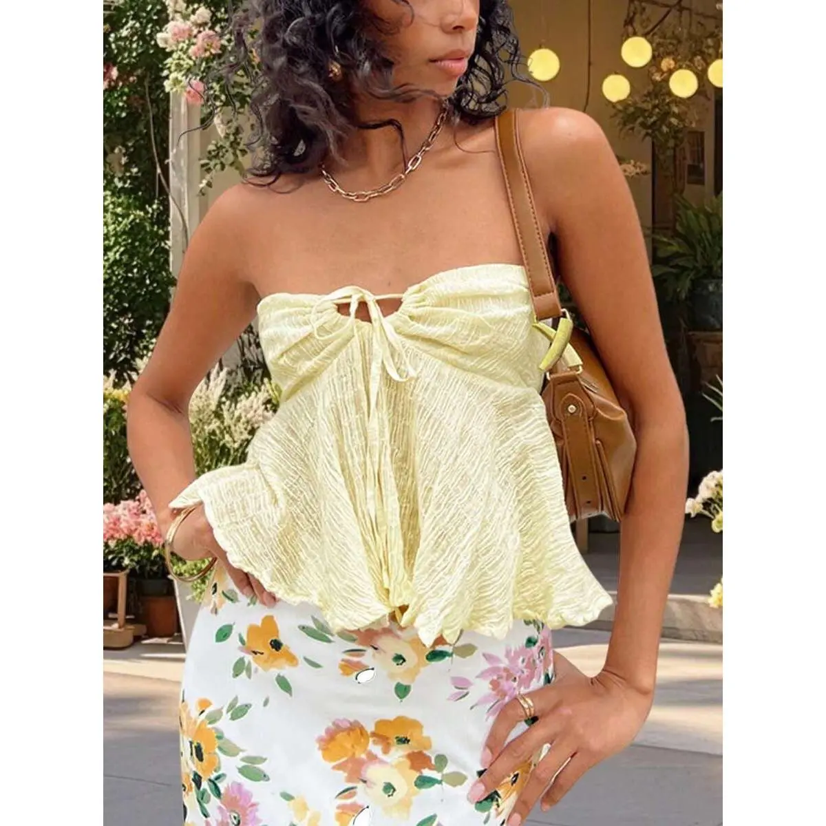 Women Y2k Tube Tops Fairy Grunge Strapless Wrap Chest Boat Neck Tie-Up Bandeau Tops Sexy Backless Ruffle Crop Going Out Tops Aesthetic Clothes Streetwear