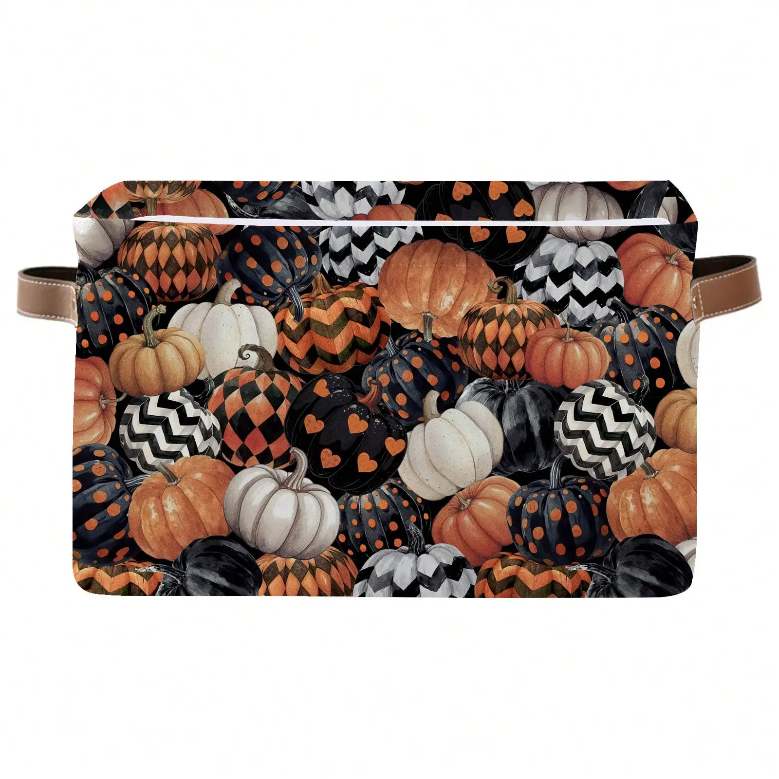 1pc,Patterned Pumpkin Storage Basket With Handles,Memorial Day,Pride Month,Summer Kickoff,Father's Day