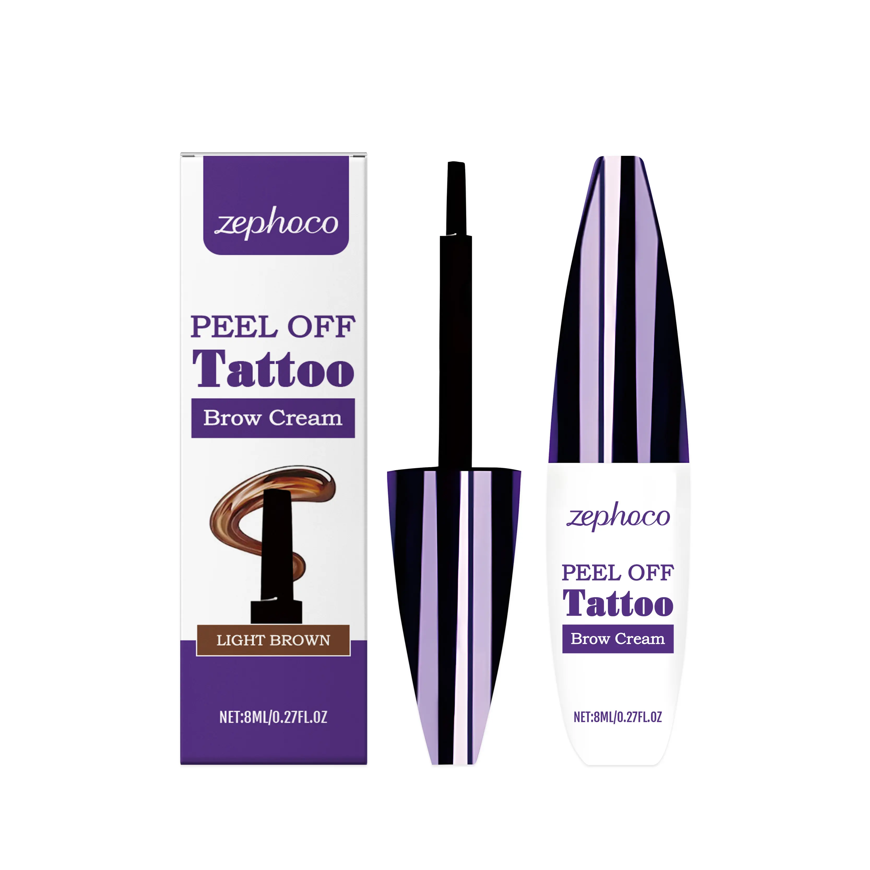 zephoco Light Brown Tear-Off Liquid Eyebrow Pencil, Modifies Eyebrow Shapes And Can Be Torn Into A Film-Like Eyebrow Paste For Long-Lasting Natural Hair Flow