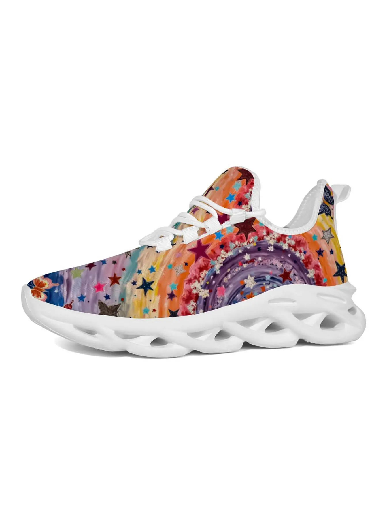 Women's Nebula Print Sneakers, Casual Fashion Shoes, Unique Artistic Style, Comfortable Thick Sole, Perfect for Streetwear Lovers