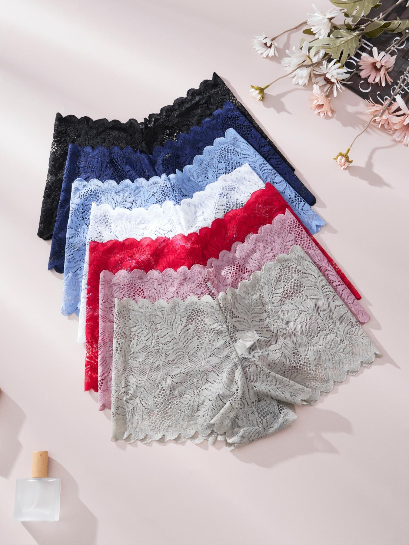 4/7pcs Sexy Floral Leaf Lace Panties for Women, Low Waist Soft Underwear, Comfortable Female Lingerie, Sizes S-Xl, All Seasons Wear