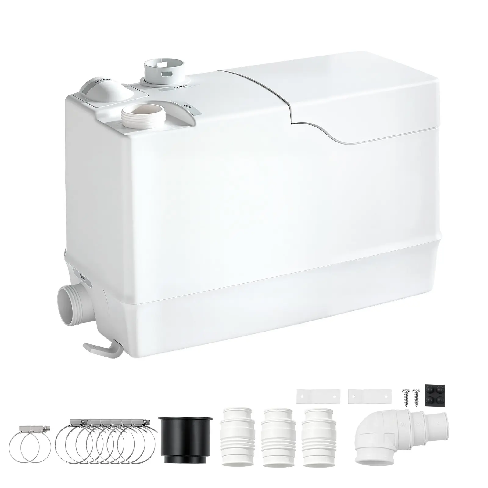 VEVOR Homac 800-C3 Utility Sink Macerator Pump, 800W, 12000L/h Flow Rate, 32.8ft/10m Head, 3-Inlets Waste Water Disposal Machine with Clamps, for Basement Drain, Indoor Sink Use