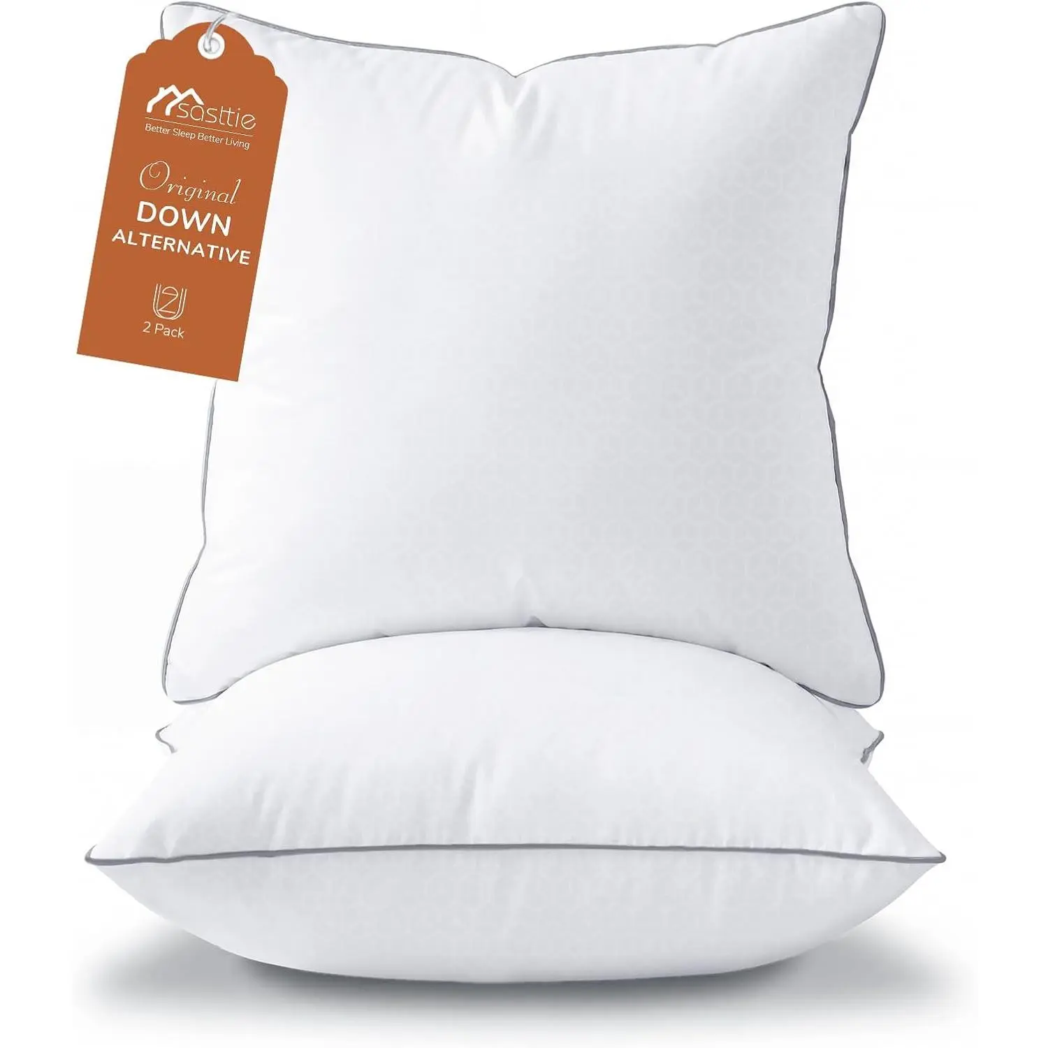 18x18 Throw Pillow Inserts Set of 2, Square Pillows for Couch, Bed, Living Room Decor - Oeko-Tex Certified Down Alternative Plump Filling - Hotel Quality and Machine Washable, 2 Pack