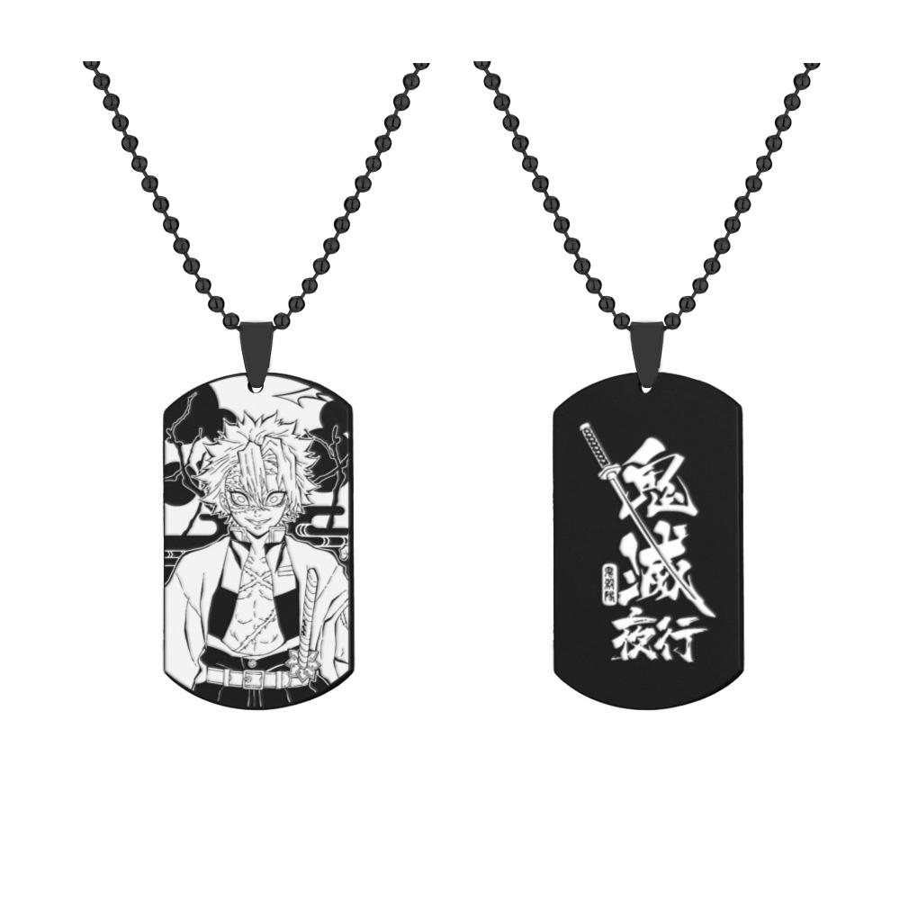 Demon Slayer Kamado Tanjirou Stainless Steel Necklace Anime Character Infinite City Printed Necklace Cosplay Accessories Gifts