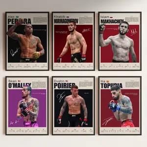 Champion Canvas Poster Set  Pereira, Khabib, O'Malley MMA Canvas Wall Art