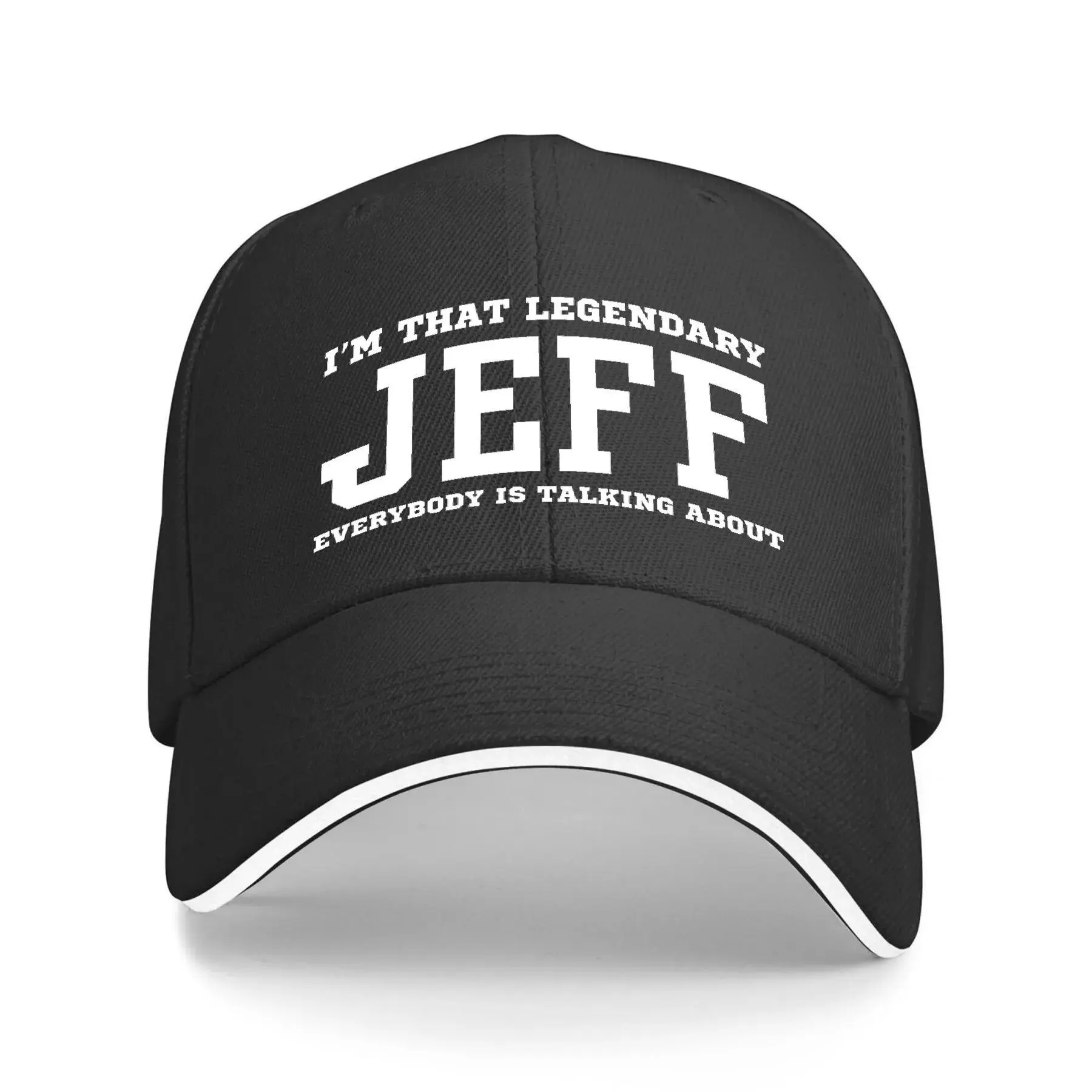 Adult 100% Polyester I'm That Legendary Jeff Everybody Is Talking About Graphic Baseball Cap, Lightweight Curved Brim Casual Hat for Men and Women, Outdoor Sports and Everyday Wear