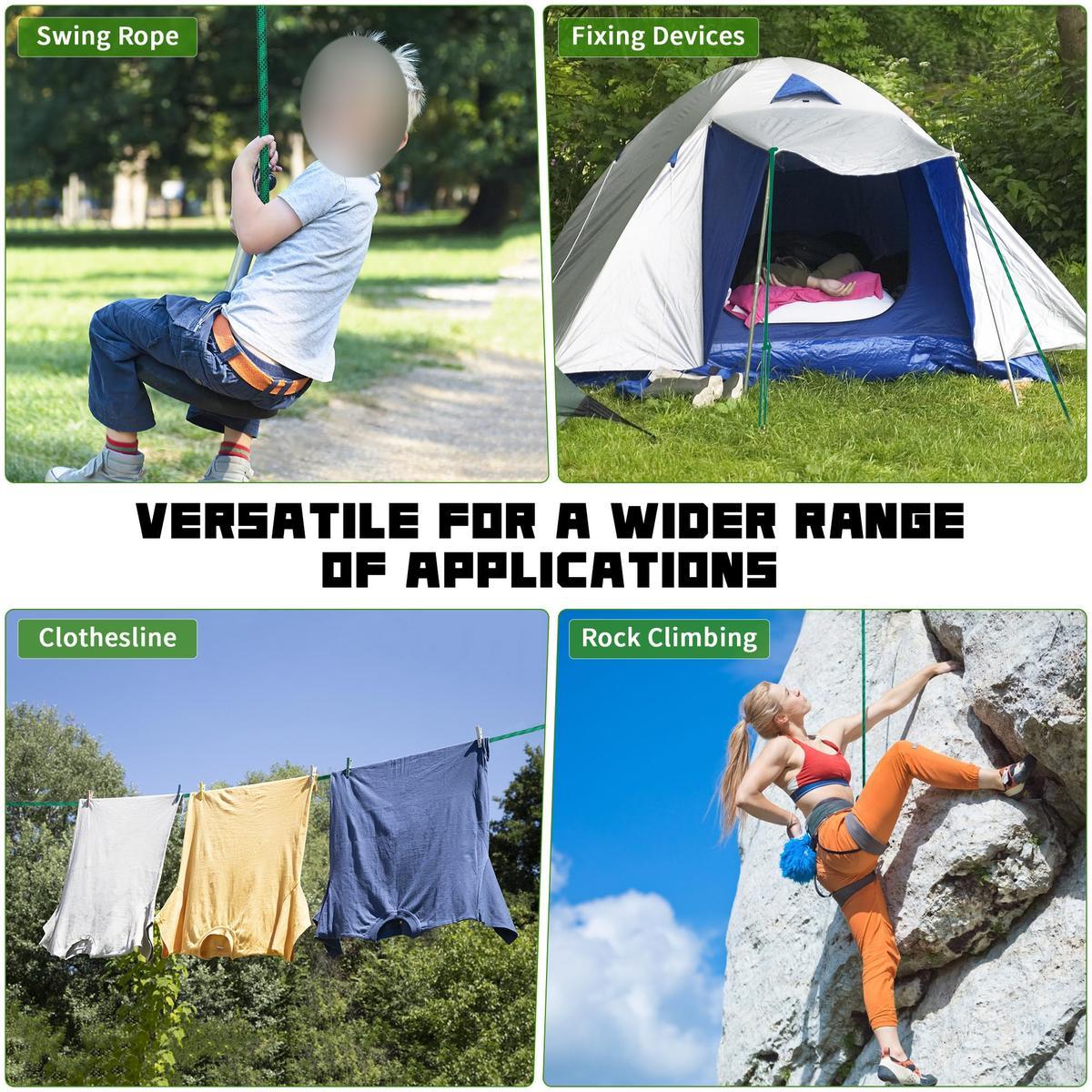 1/2 Inch 100ft/150ft/200ft Double Braided Polyester Arborist Rope, Heavy Duty Nylon Rope for Anchor, Tree Work, Cargo, Pulling, Sailing