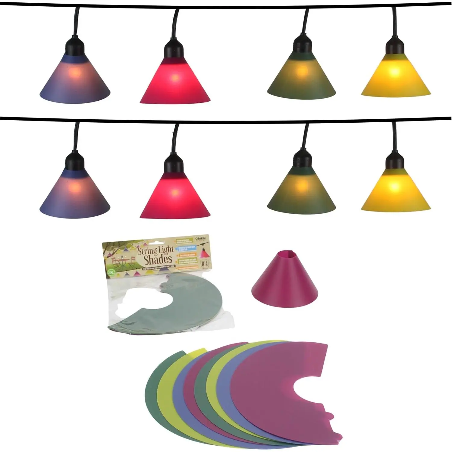 8-Pack Playful Multi-Colored Polyethylene Weatherproof LED String Light Covers - Protected Design Decorative Bulb Shades for Patio, Garden Outdoor Lighting, Led Lights, Protective