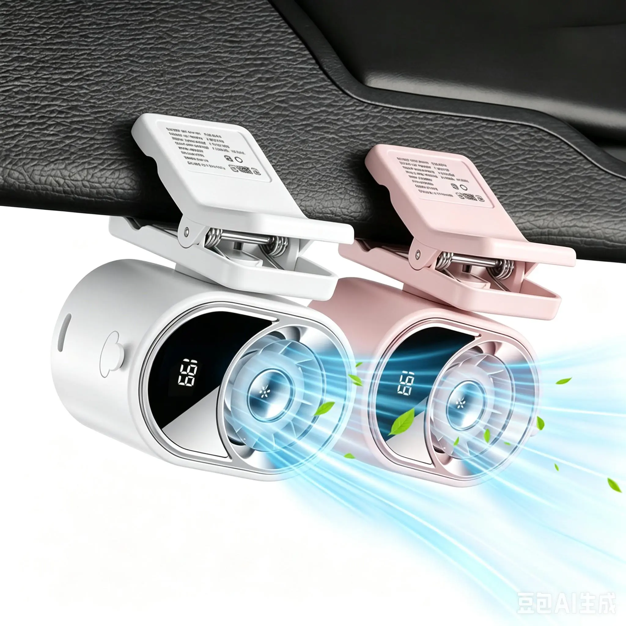 Portable Car Clip-On Fan with LED Display, 360° Rotation Turbo Fan, 4 Speeds USB Rechargeable Cooling Fan, 1800mAh Battery, Type-C Charging, Powerful Personal Fan for Car Seat, Office, Camping & Travel #SummerVibes