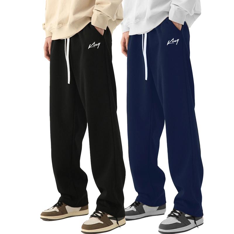 3PCS Men's sports casual pants, fashionable casual loose elastic waistband sports pants, men's clothing, trousers, black and gray men's clothing, trousers letter printing design sports pants, running fitness pants all year round, 95% polyester 5% spandex.