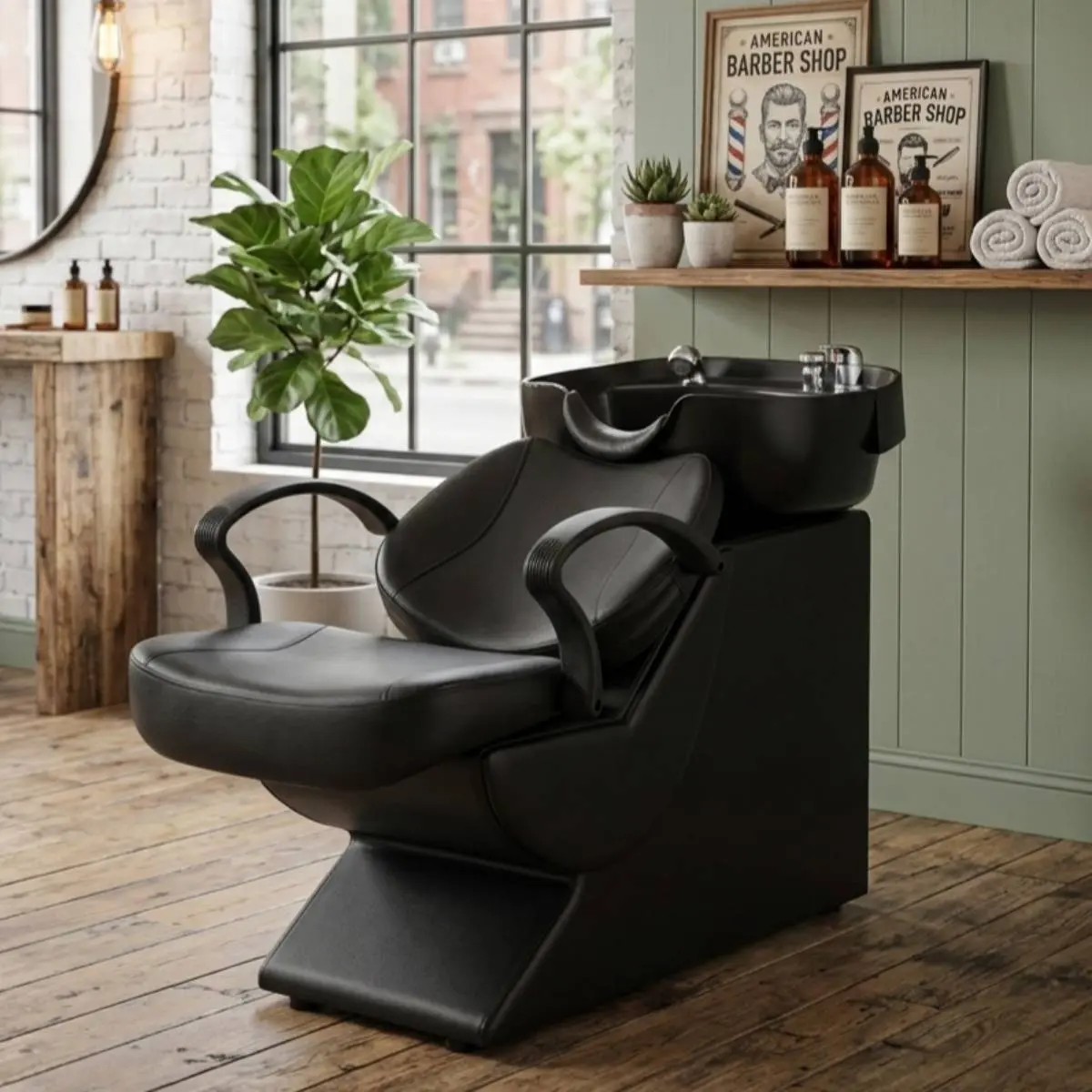 AobtkelNew Backwash Barber Chair ABS Plastic Shampoo Bowl Sink Unit Station Spa Salon Equipment,Black