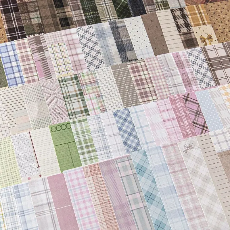 50 Sheets Grid Market Vintage Scrapbook Base Paper, Non-Sticky Retro Pattern Background Decor Sheets, Multi-purpose Craft Paper for Junk Journal Liner, Ita Bag Base Decoration, DIY Origami Folding Paper, Handmade Greeting Card Making, Aesthetic Stationery