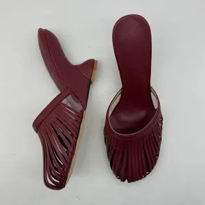 Designer New Wedges Heel Women Slippers Narrow Band Cover Toe High Heel Sandals Fashion Runway Show Shoes