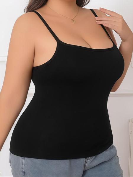 Plus Size Women's Adjustable Cami Top with Built In Bra Pad, Soft Comfortable Summer Vest, Casual Wear for Any Occasion