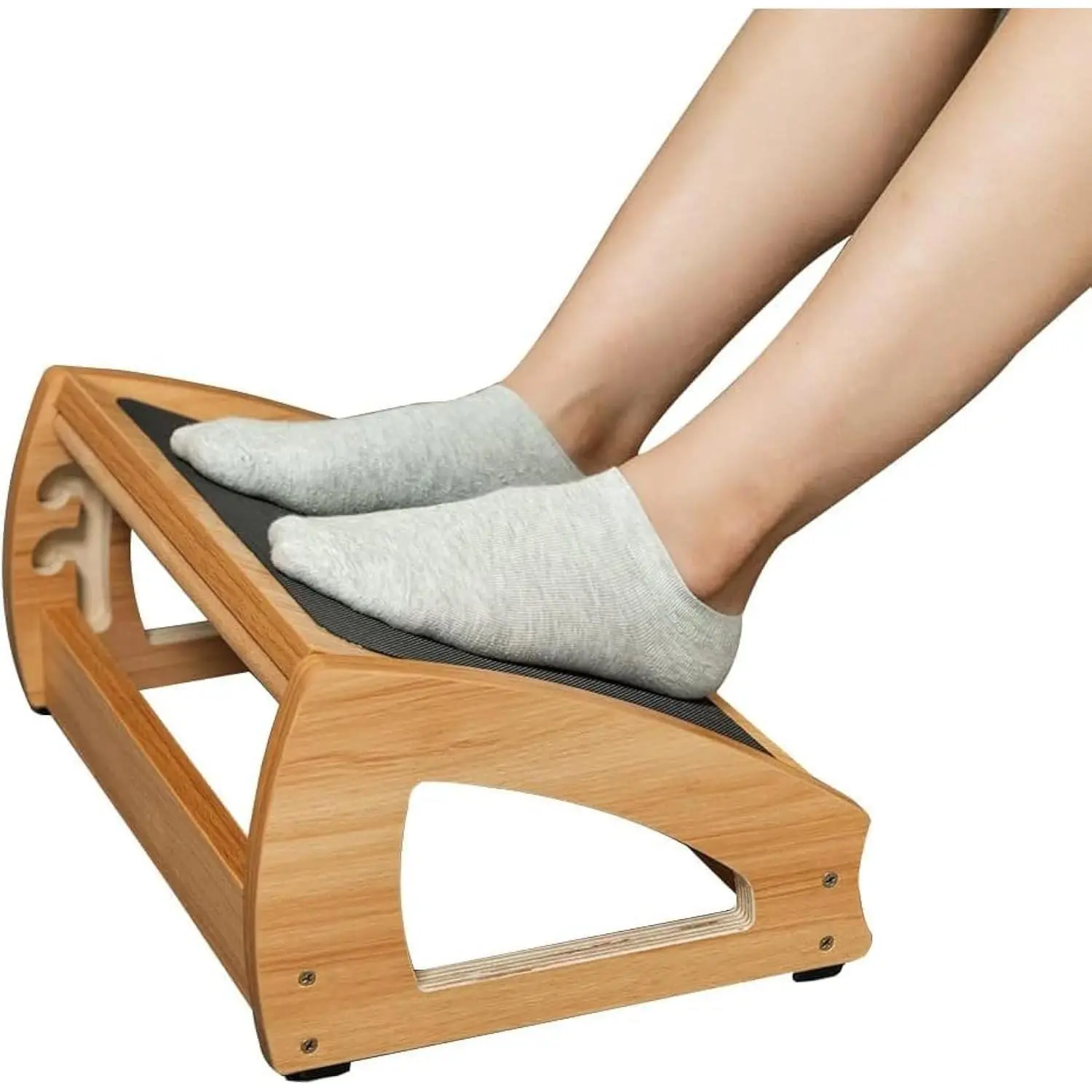 Ergonomic Under Desk Office Footrest with 3 Height Adjust Settings, Large Anti-Slip Wooden Surface, Posture & Blood Circulation Improvement, 400lbs Capacity (Natural)