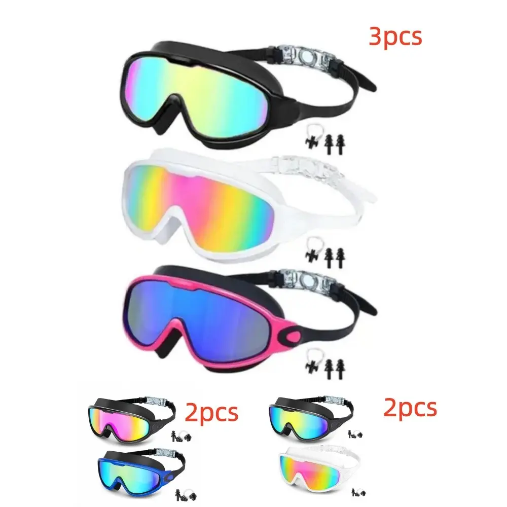 Swimming Goggles 2/3 Pack, Adult Teenager, Anti-Fog UV Protection, Leak-Proof, Wide Vision, Clear Pool Goggles, Plastic Frame, Swim Goggles Set, Swim Glasses