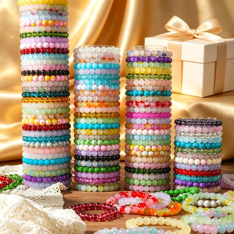 32Pcs Bohemian Glass Beaded Bracelet Set for Women & Men | Unisex Stackable Accessories, Daily & Party Wear Jewelry Collection, Men's Accessories, Beaded Set, Glass Material