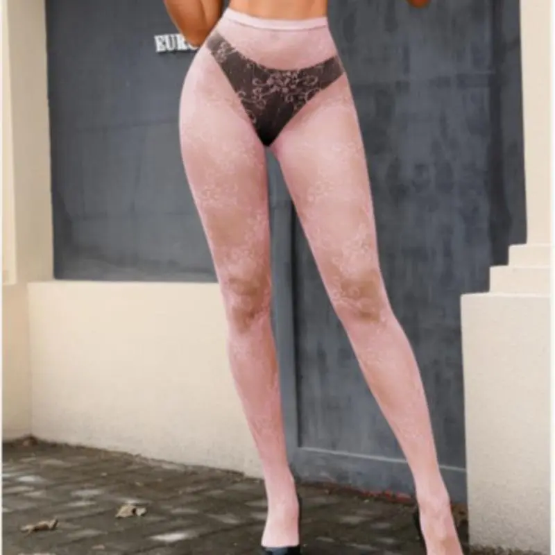 Women's Christmas Hollow Lace Sheer Black Integrated Pantyhose - PVC Tights, Glamorous, Romantic, Wedding, Auspicious Fashion Accessory