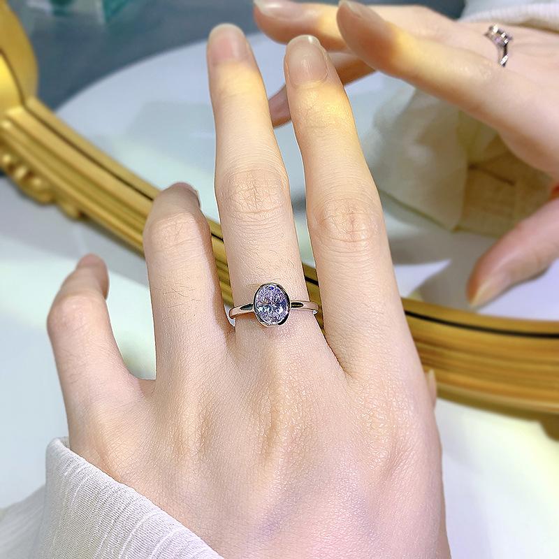 S925 Sterling Silver Ice Flower Cut Oval Ring 6*8 8A Cubic Zirconia Ring fashion jewelry accessory woman girl promise ring-157(50%)