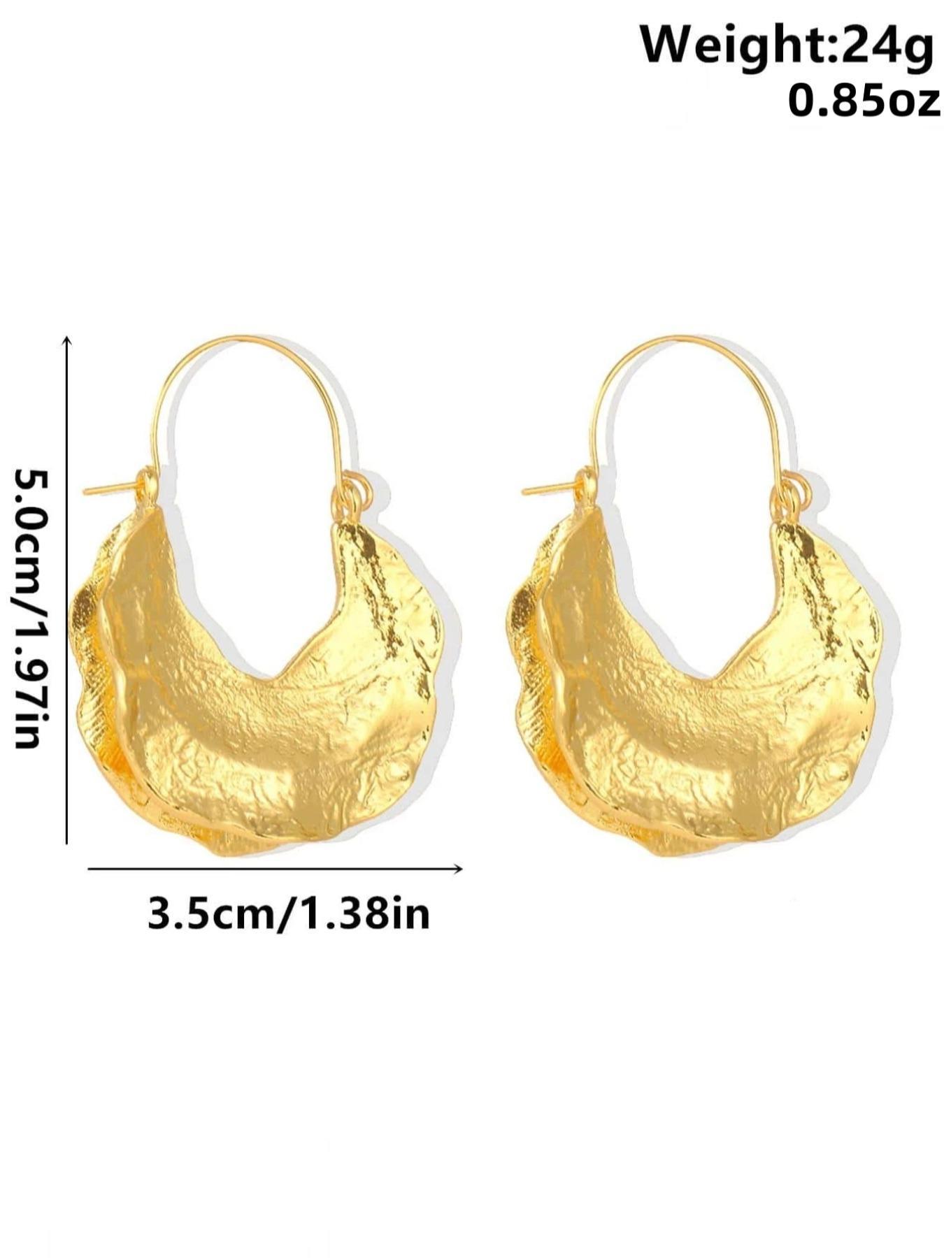 Vintage Texture Metal Design Hoop Earrings (1 Pair), Fashionable Jewelry for Women, Daily Ear Decor, Trendy All-match & Exquisite Jewelry for Birthday Gift