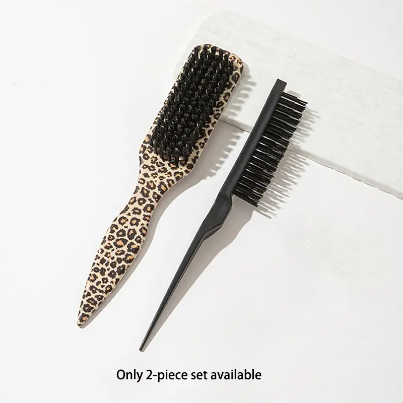 2-Piece Set Smooths Frizzy Hairline and Flyaways, Creates Sleek Ponytails and Buns, Nylon Brush Comb, Suitable for Fine to Medium Hair, Unisex, Anti Frizz Brush