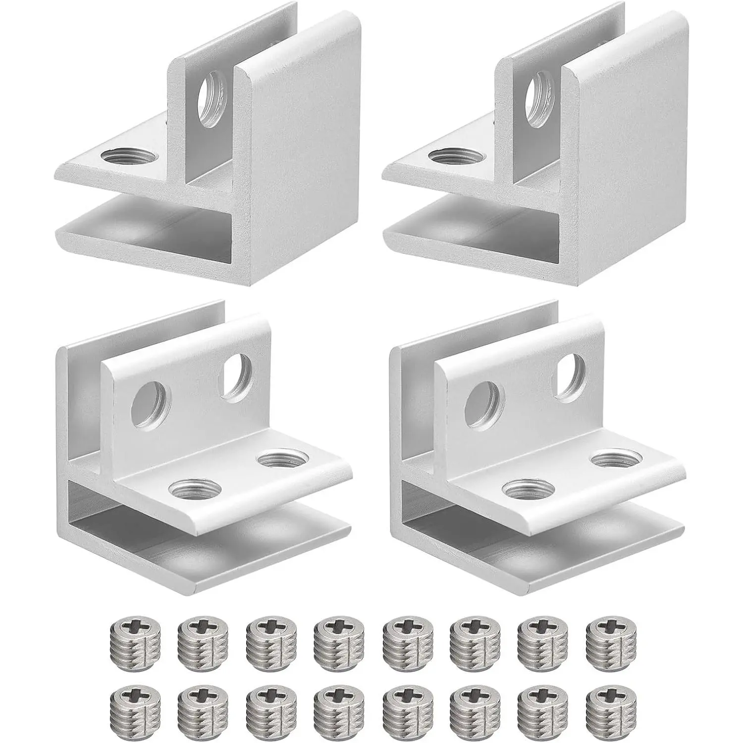 Glass Clamp 90-180 Degree 4-Pack, 10-12mm Aluminum Alloy Double Side Shelf Support Bracket, Multi-Use Ceramic Tile Clip and Planter Growing Frame Corner Holder for Cabinet Cupboard summerwins