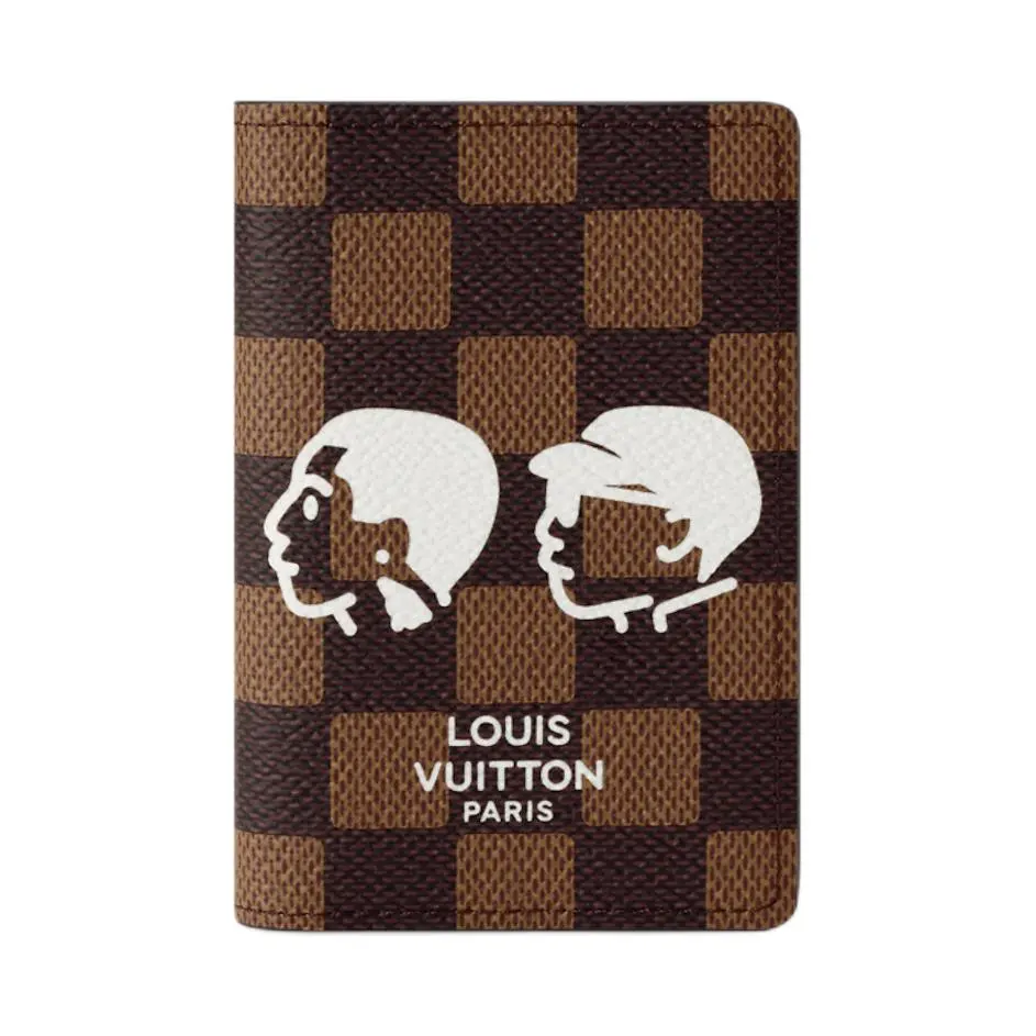 Louis Vuitton x Nigo Damier Phriendship Coated Canvas Cardholder Wallet for Men - Brown Low-Profile, Compartmented, Checkered, Cowhide Men's Wallet, Low-Profile Men's Wallets, Compartmented Men's Wallets