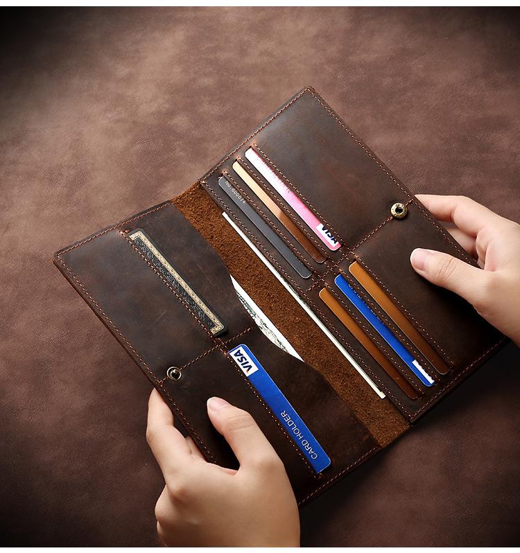 Unisex Vintage Genuine Leather Long Wallet, Exquisite Craftsmanship with Horsehide, Multi-functional and Portable for Greater Practicality