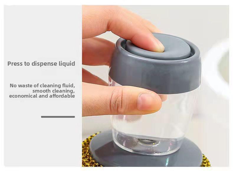 Automatic Liquid Dispensing Dish Brush Squeegee for Kitchen Non-Scratch Scrubber Pressurized Cleaning Brush for Pots Pans Dishes Home Cleaning Tool