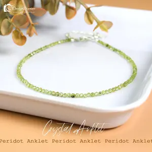 Delicate Peridot Anklet, Leo  Virgo Zodiac Gift,  August Birthstone ,Peridot Bead Anklet  , Luck & Abundance, Healing Crystal Anklet Gifts