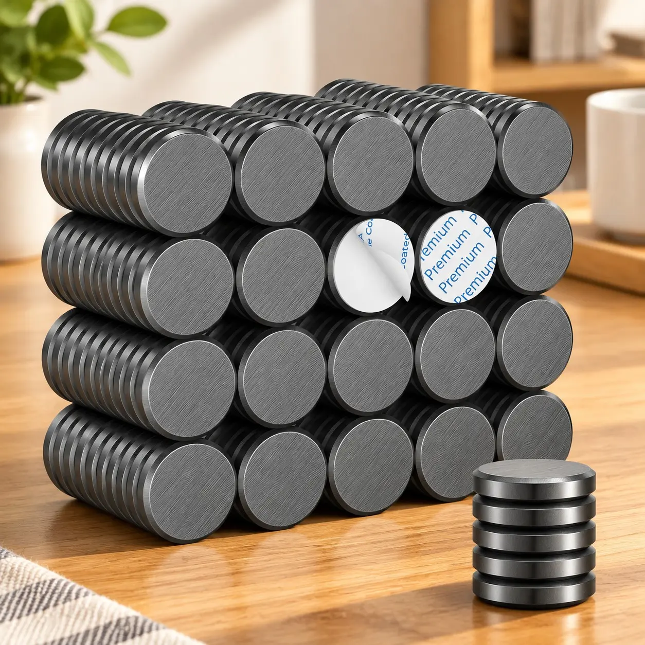 100Pcs Strong Magnets with Adhesive Backing, 0.7 x 0.12 inch Small Round Magnets for Crafts, Circle Ceramic Magnets for Fridge, DIY, Science Projects, Whiteboard (Black)Gift