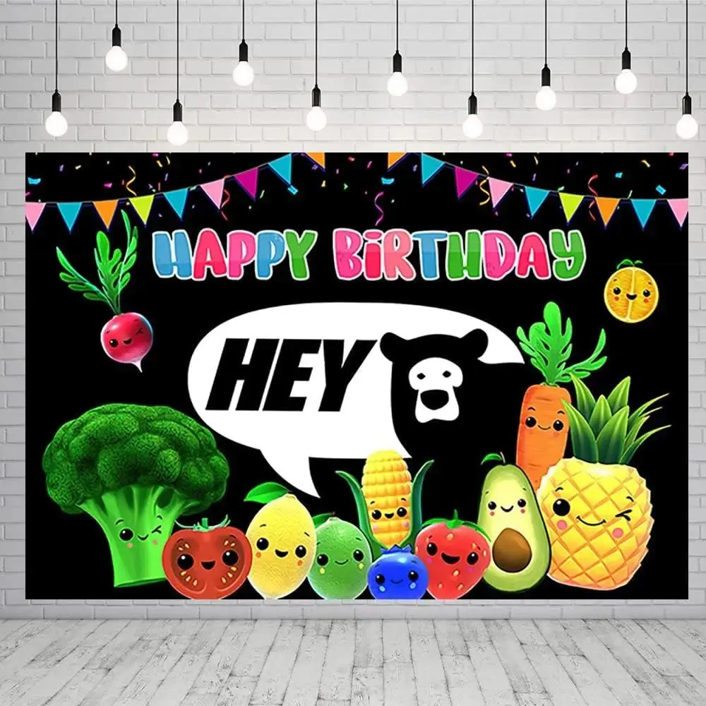 Hey Bear Synthetic Fruit-Print Tapestry, 160 x 70 Inches Sensory Party Backdrop Wall Hanging, Photography Background for Baby Shower, Anniversary Studio Event Indoor Outdoor Decor Props, Prints