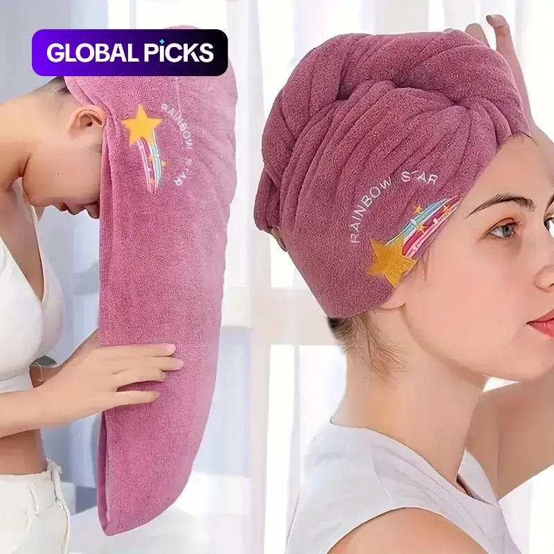 Rainbow Pattern Hair Drying Towel, 1 Count Coral Fleece Hair Drying Towel, Soft and Comfortable Hair Drying Cap, Highly Absorbent Hair Towel Wrap for Women #GLOBAL PICKS