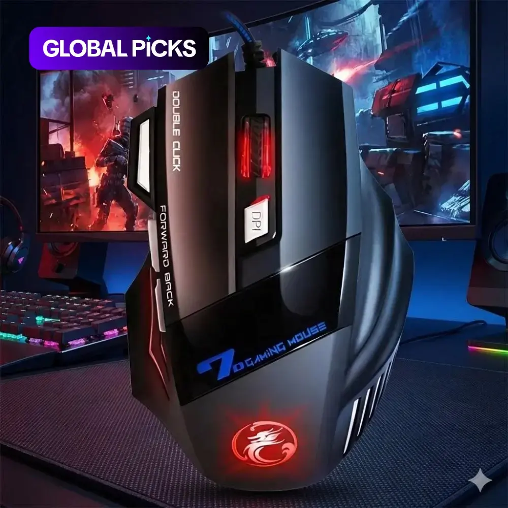 High Precision 5500 DPI Gaming Mouse, 7 Programmable Macro Buttons, RGB Lighting, Ergonomic Anti-Slip Grip & Wrist Rest, Sweat-Resistant Texture, USB Wired PC Gaming Gear, Gaming Accessory, Computer Peripherals #GLOBAL PICKS