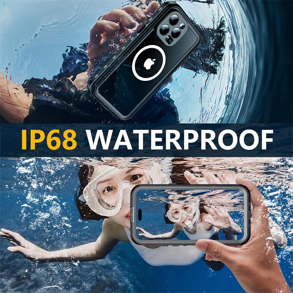 IP68 Waterproof Magnetic Case For iPhone 17 16 15 14 Pro Max Pro 13 Pro Max Protector Full Body Protective Dustproof Phone Case