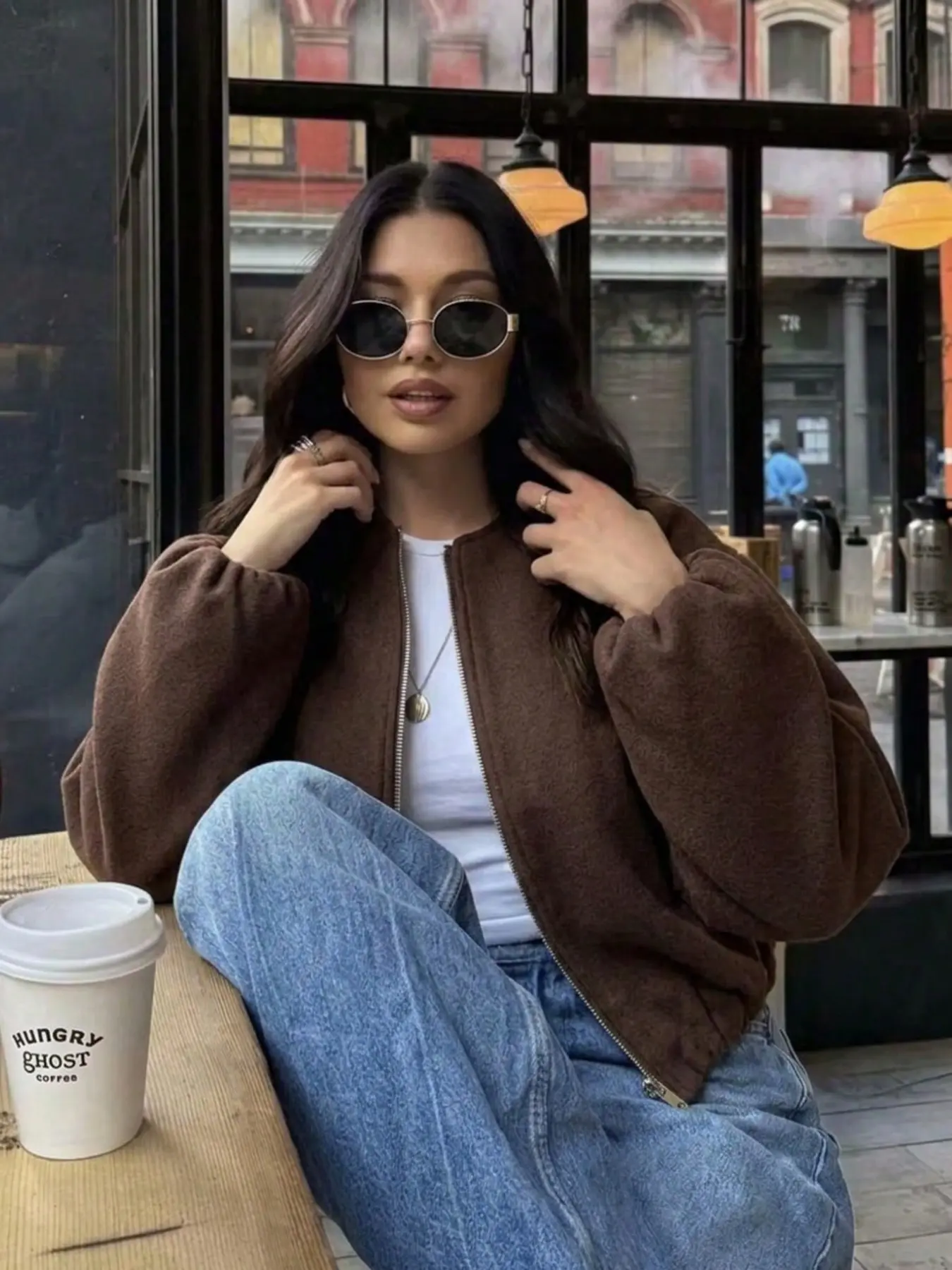 Women's Spring Fall Casual Elegant Fashion Loose Fit Korean Style Round Neck Zipper Short Jacket, Summer Festival Vacation Season
