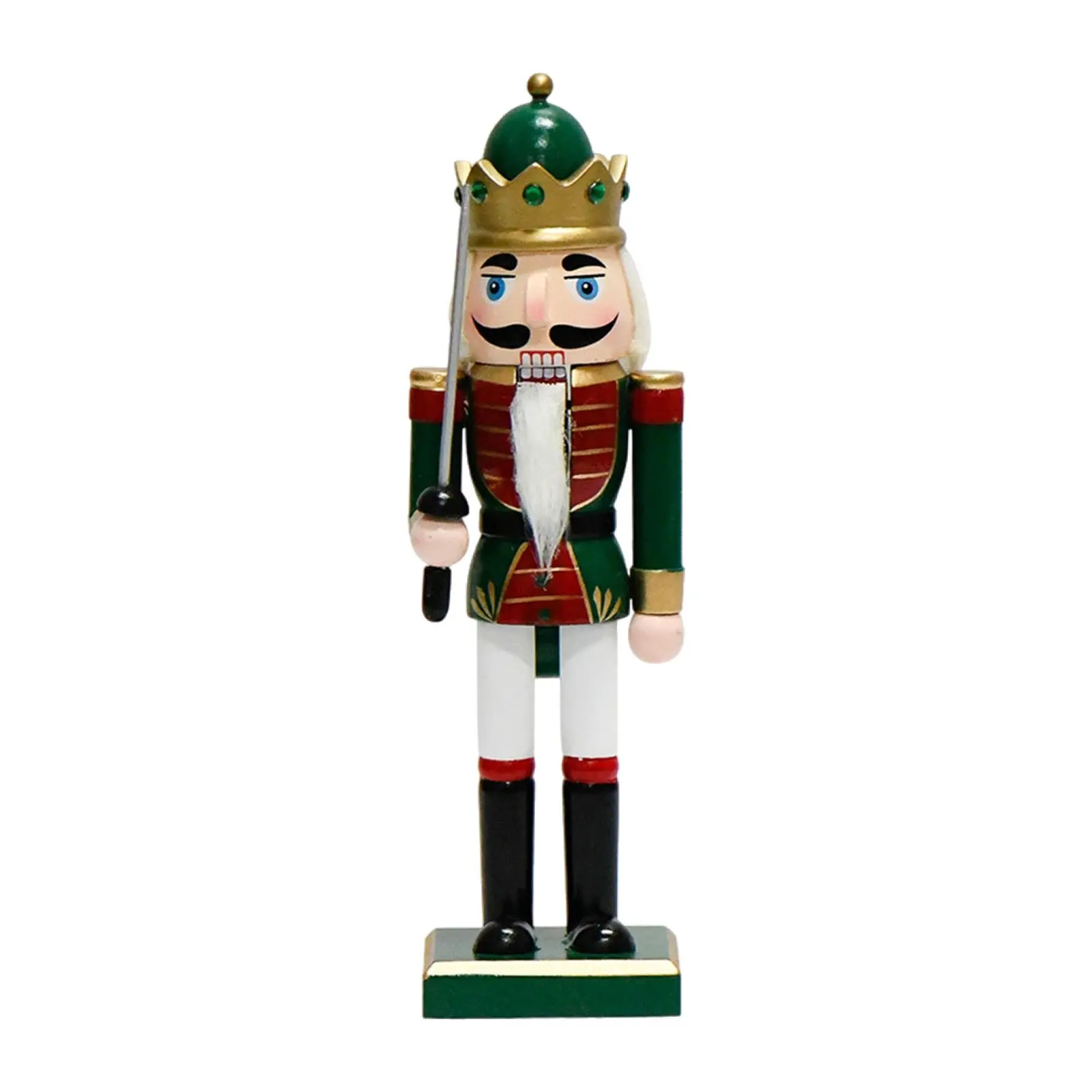 25cm Wooden Nutcracker Feet Drum King Christmas Ornament, Home Decor, 25cm Body Feet Sword Soldier, 7.7*8*25.5cm