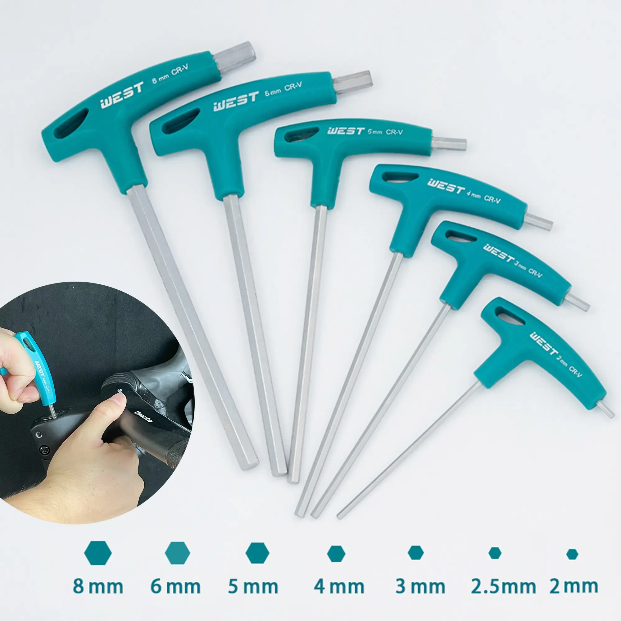 3pcs/6pcs T-Shape Hex Wrench Set CRV, Bicycle Repair Tools, Bike Assembly Wrenches, Home Auto Repair Hex Wrenches 2/2.5/3/4/5/6mm