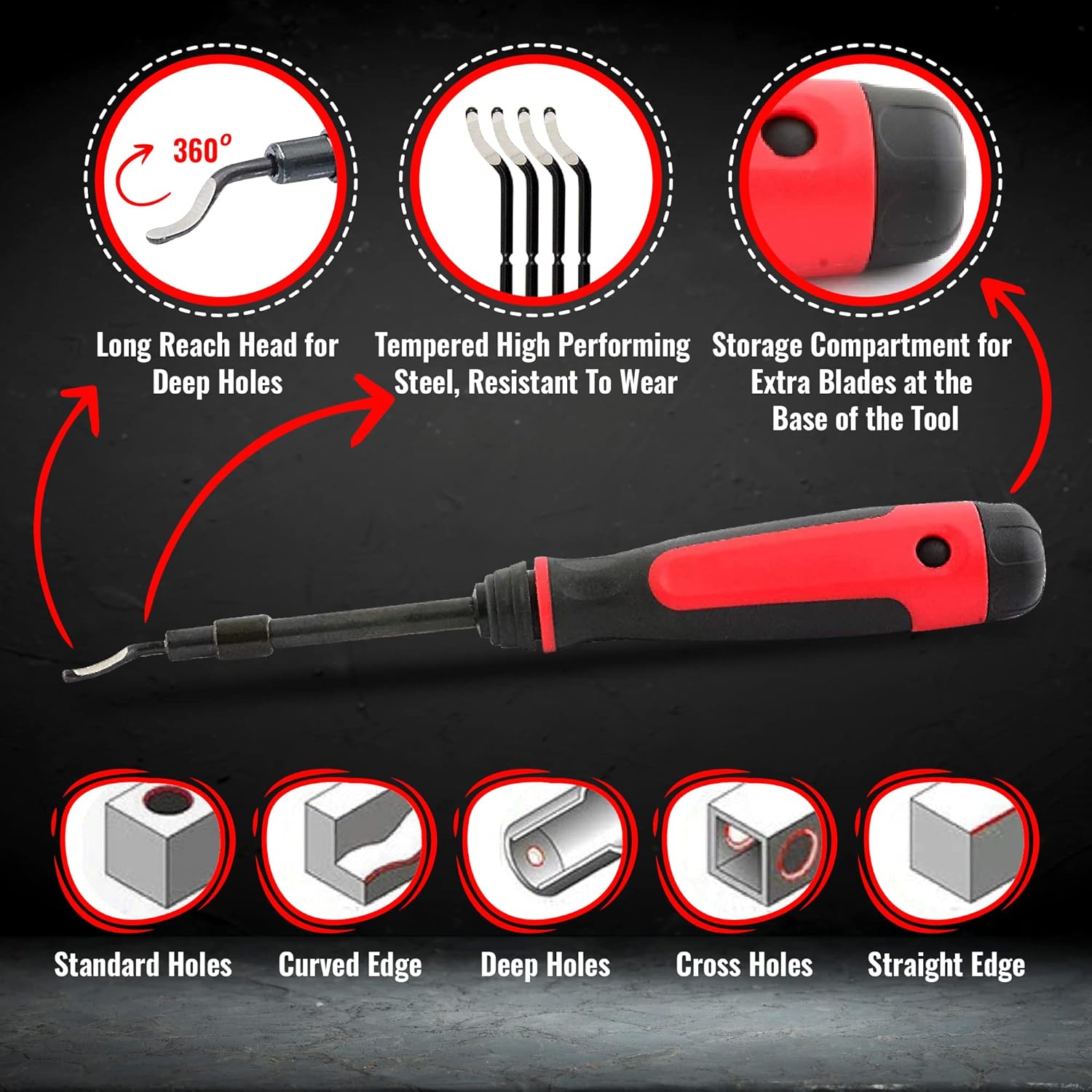 - Extendable  Deburring Tool with 16 Extra Swivel  - Works  Metal, , PVC Pipes, Copper, Plastic and  Printed Edges - Plumbing &  Printing Burr Removal Reamer Tool