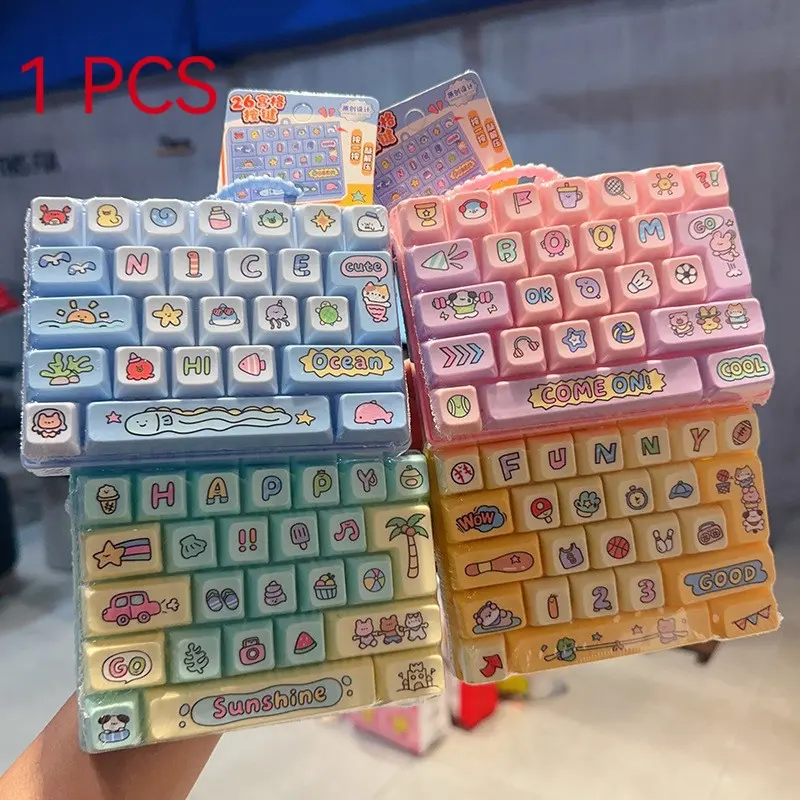 Happy Keyboard Keychain, 26-Key Finger Keyboard Stress Relief Toy, Keycap Stress Relief Keychain, Ideal for Relaxation, DIY, Parties
