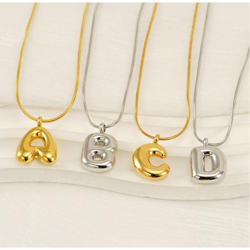 VEVE Bubble 26 English Letters Glossy Pendant Necklace Niche Versatile Gold-plated Titanium Steel Necklace Jewelry