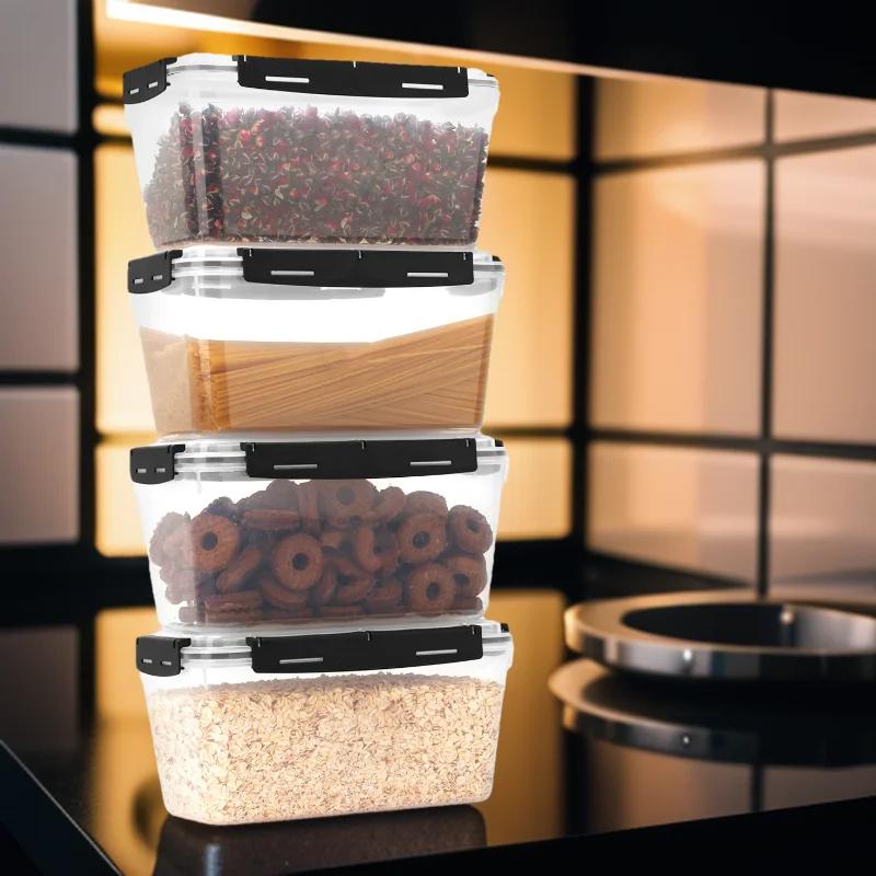 Airtight snack box container Clear Food Storage Waterproof kitchen organizer  Grains Stackable seal jar fruit vegetable Utensils Airtight Silicone