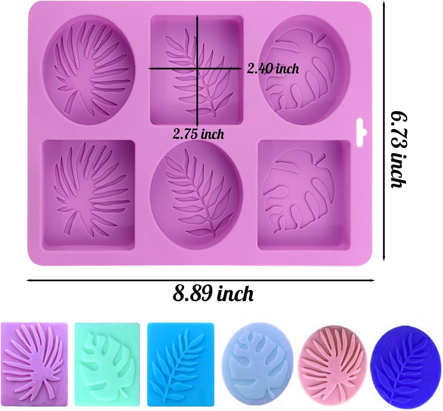 2-Pack  Soap Molds, Tropical Leaf & Hawaii Style Designs for  Soap Making,  Rectangle & Ellipse Shapes  Molds (Epoxy  Compatible)