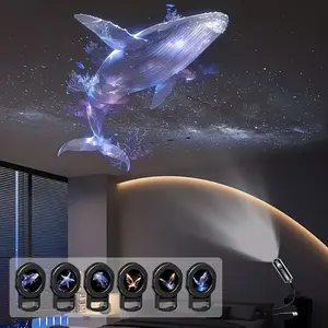LED Night Light USB Projector Lamp, 6 Patterns Ocean Whale Butterfly, Ceiling Ambiance Light, Home Bedroom Decor, Kids Birthday Gift
