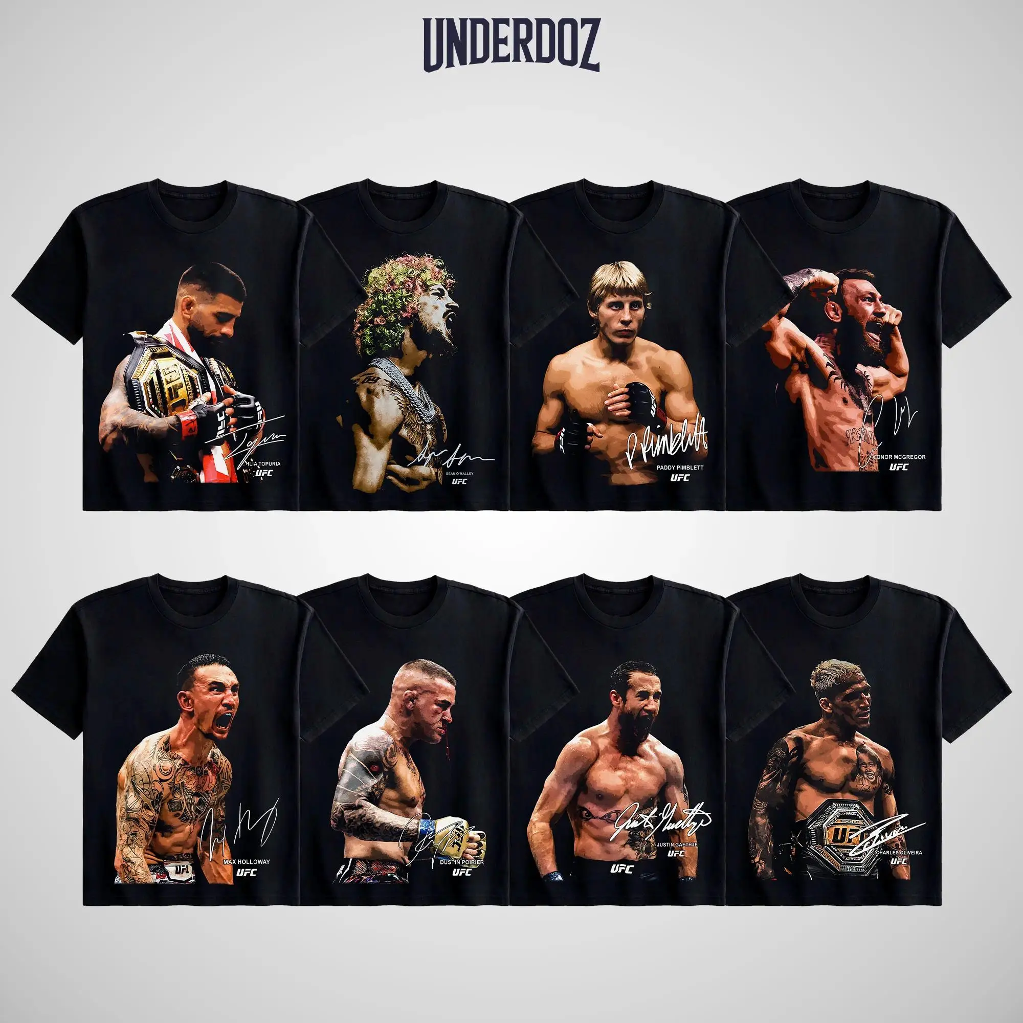 UFC Men's Fighters Collection Short-Sleeve T-Shirt - MMA Fan Apparel, UFC Soft Cotton Round Neck Unisex Streetwear Clothes, UFC MMA Vintage Casual Sweatshirts Crewneck Top for Champions Graphics Hoodie