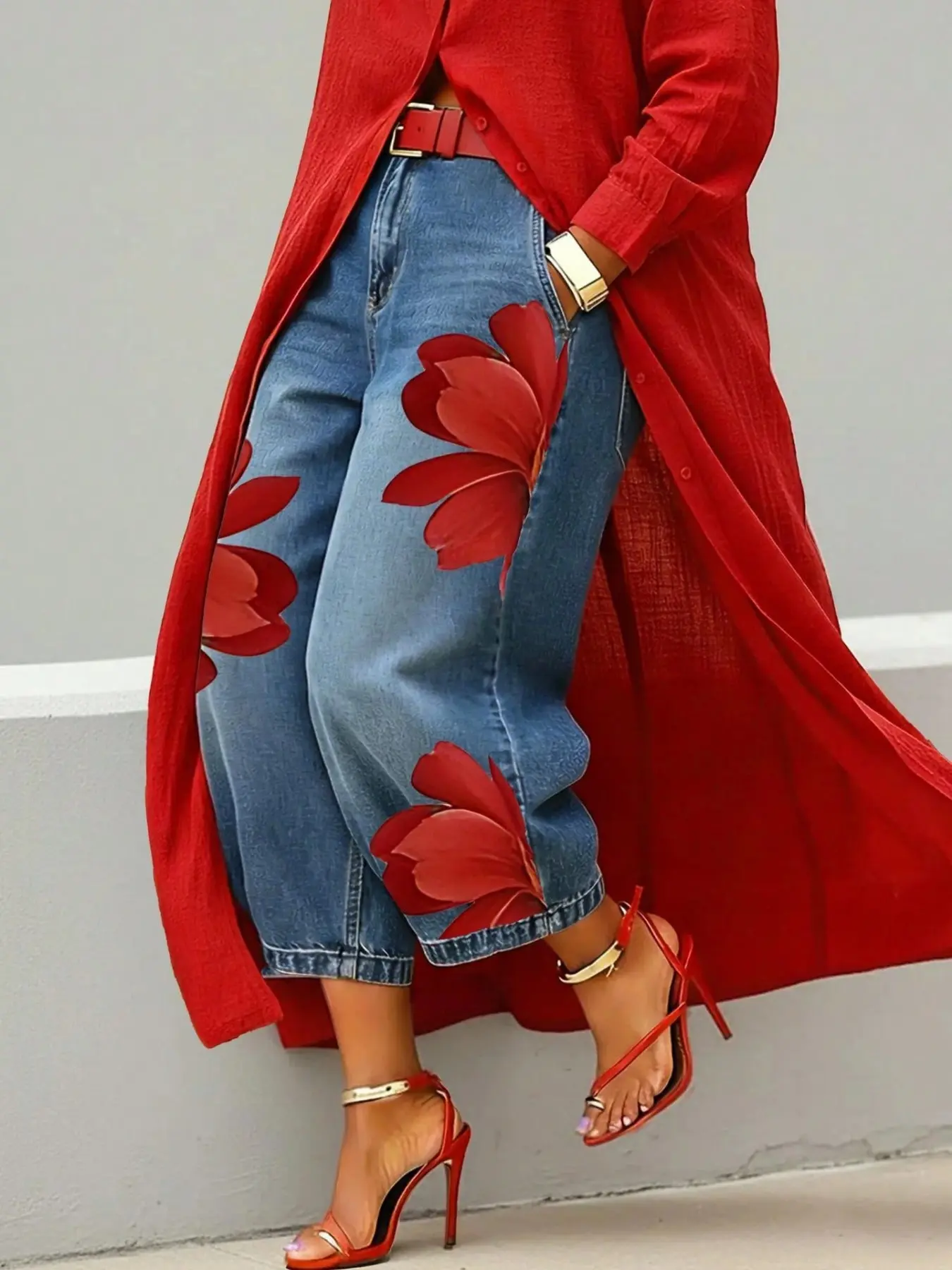 Yazzy Exclusive 2026 Fall Women's Wide Leg Pants, Floral Print, High Waist, Relaxed Fit, Casual Style, All Seasons