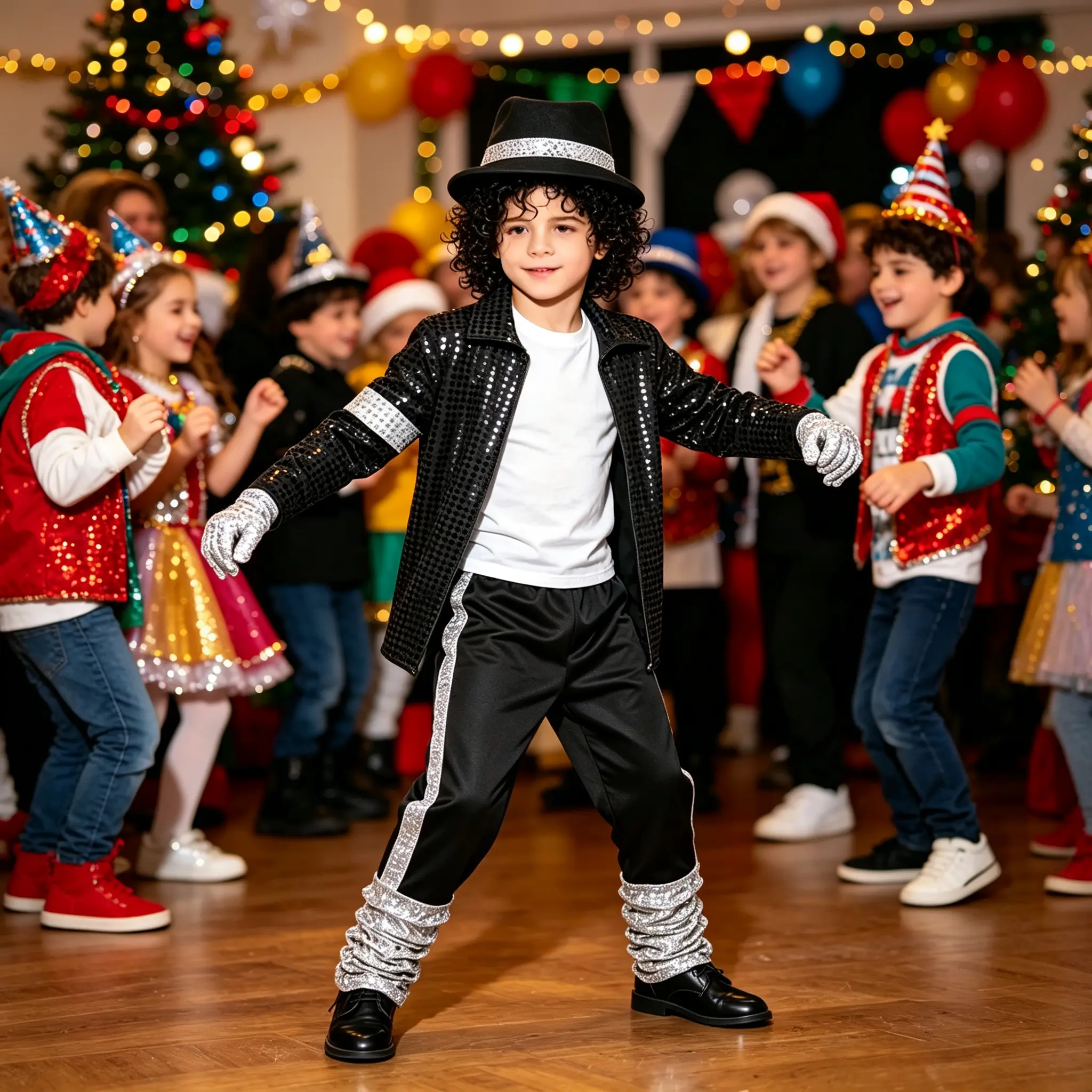Boys 80s 90s Pop Star Dance Costume Set, Black, Ages 5-12 | Sequin Jacket, Pants, Felt Hat, Sequin Glove, 80s 90s Dance Costume, Halloween xmas Outfit, Stage Party
