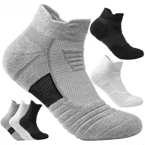 3 Pairs Men's Cotton Sports Socks, Breathable Anti-Slip Tube Socks in Short and Long Lengths, Deodorizing Sweat-Wicking for Running, EU 39-45, 3Pairs-Long-Black, Eu 39-45(Normal)